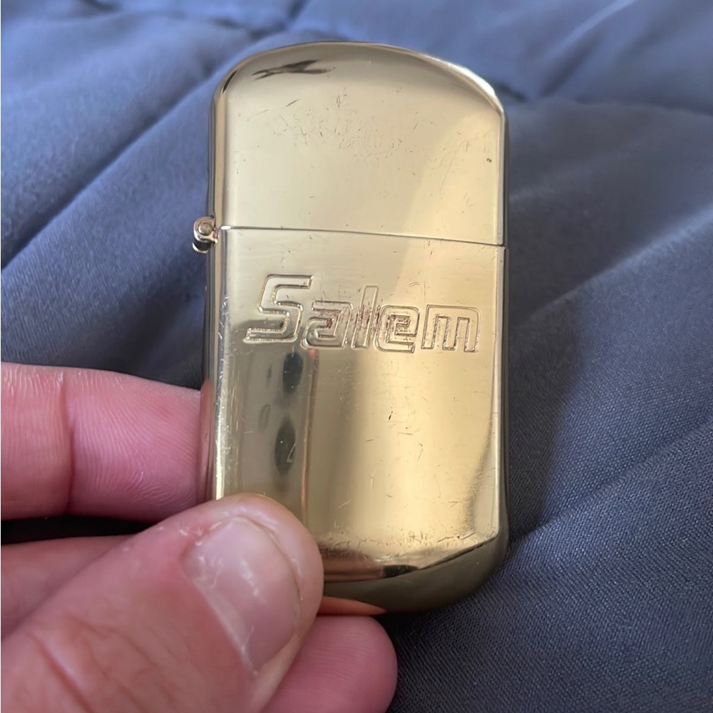 Vintage Salem cigarette Brass Round Edge Lighter